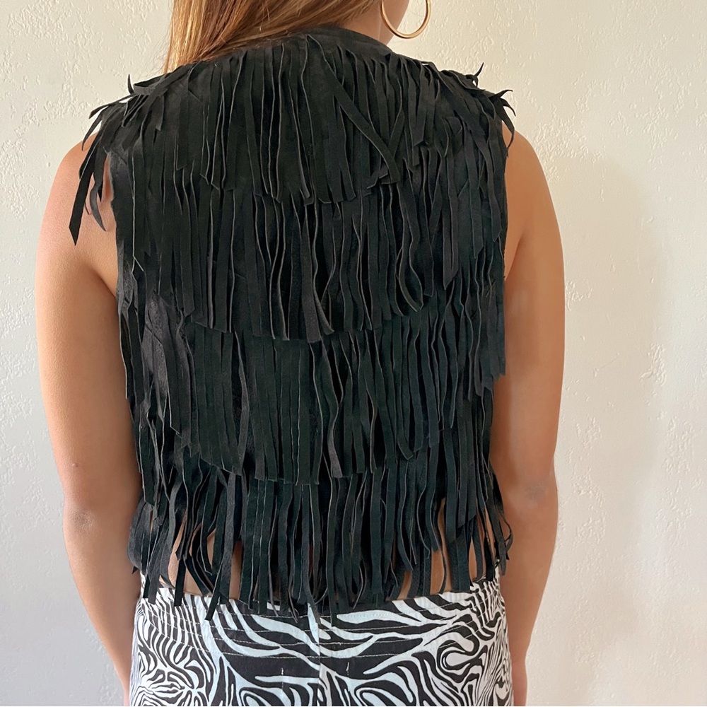 Vintage Boho Festival Suede Fringe Vest sz S / M - Picture 5 of 8